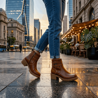 Alternative view of Botín Palm Doble Broche Cuero Marrón