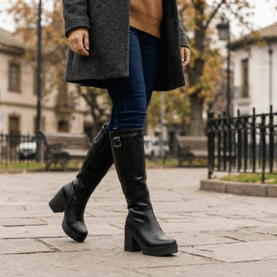 Alternative view of Bota New Walk Plataforma Larga Negra
